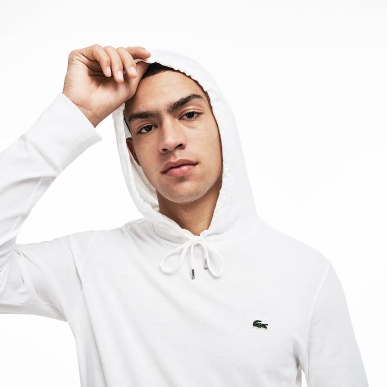 Lacoste S Kapucí Bavlněné T-shirt Bílé | tF3RWVgT