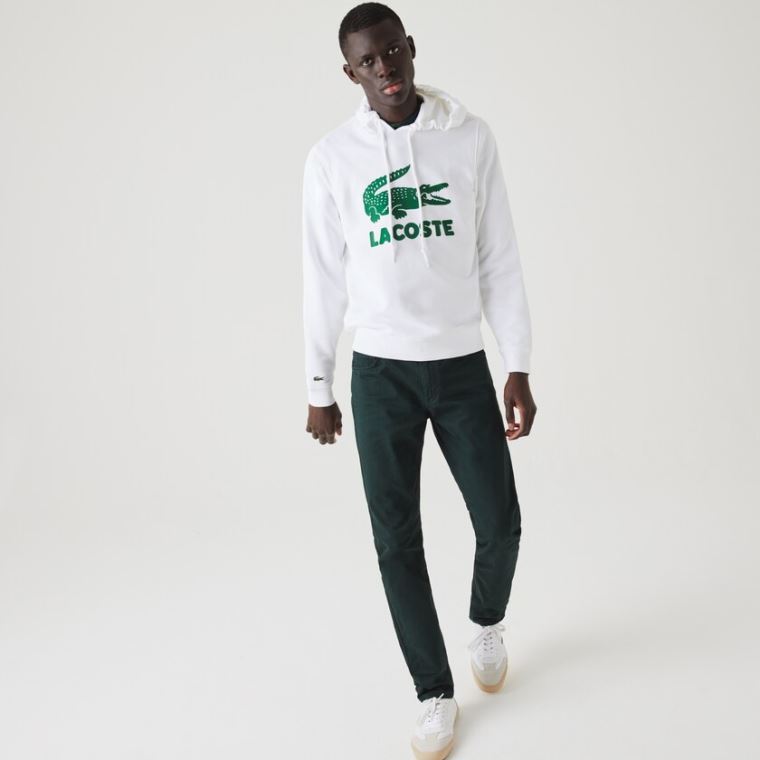 Lacoste S Kapucí Fleece Sweatshirt With Printed Logo Bílé | zWbheM0c