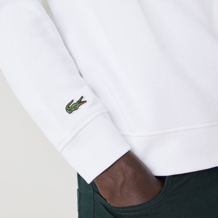 Lacoste S Kapucí Fleece Sweatshirt With Printed Logo Bílé | zWbheM0c