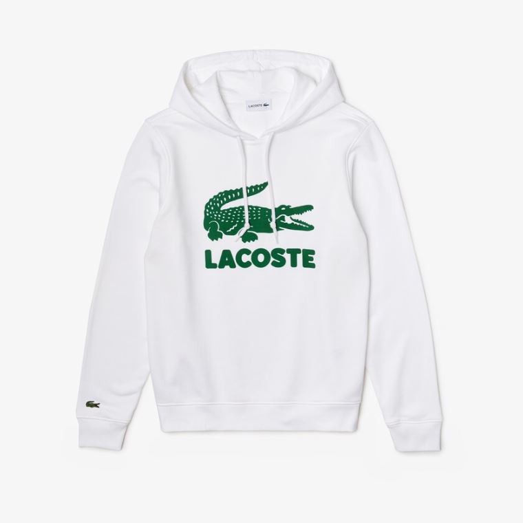 Lacoste S Kapucí Fleece Sweatshirt With Printed Logo Bílé | zWbheM0c