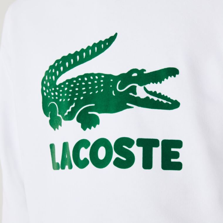 Lacoste S Kapucí Fleece Sweatshirt With Printed Logo Bílé | zWbheM0c