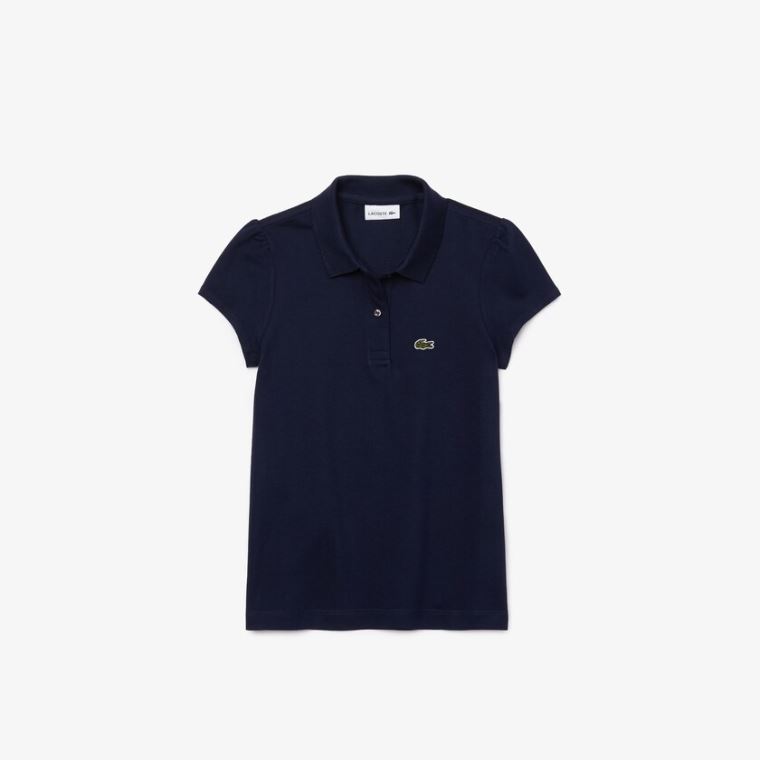 Lacoste Scalloped Collar Mini Piqué Polo Shirt Tmavě Blankyt Blankyt | LIuZoPKw