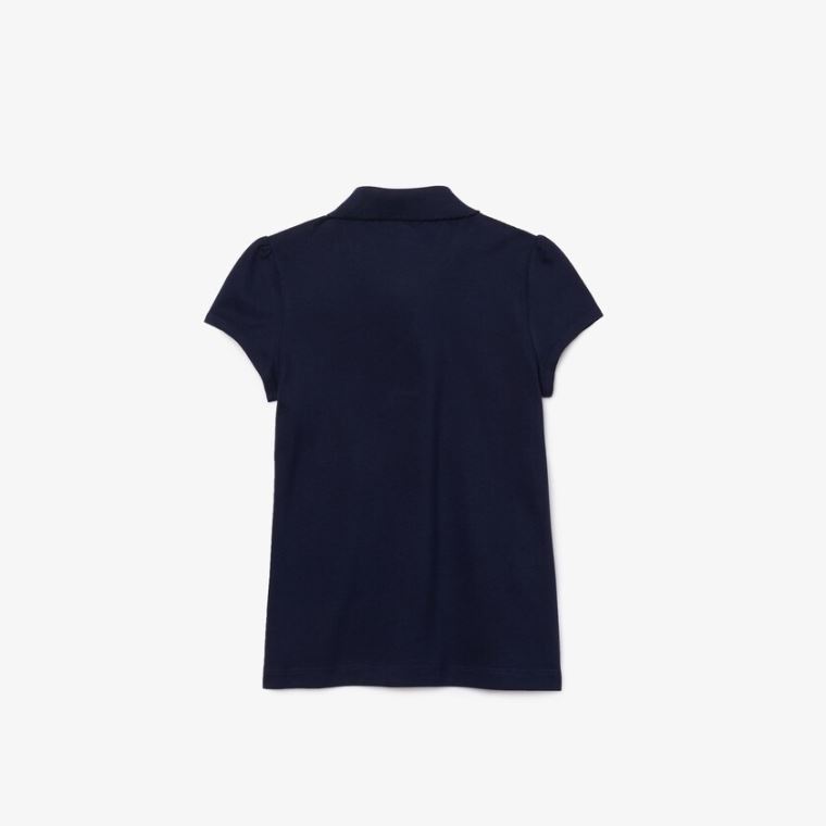 Lacoste Scalloped Collar Mini Piqué Polo Shirt Tmavě Blankyt Blankyt | LIuZoPKw