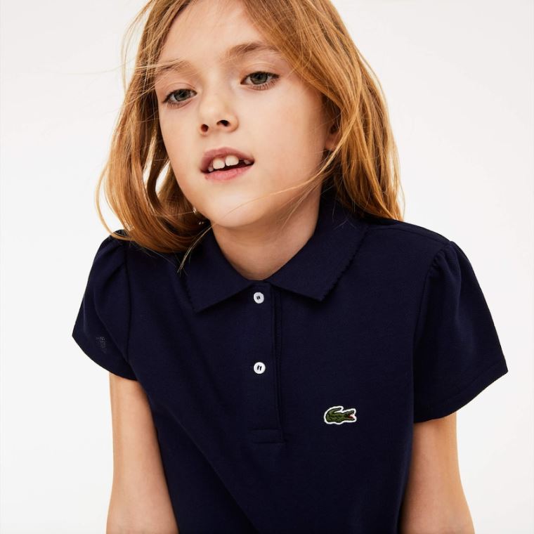 Lacoste Scalloped Collar Mini Piqué Polo Shirt Tmavě Blankyt Blankyt | LIuZoPKw