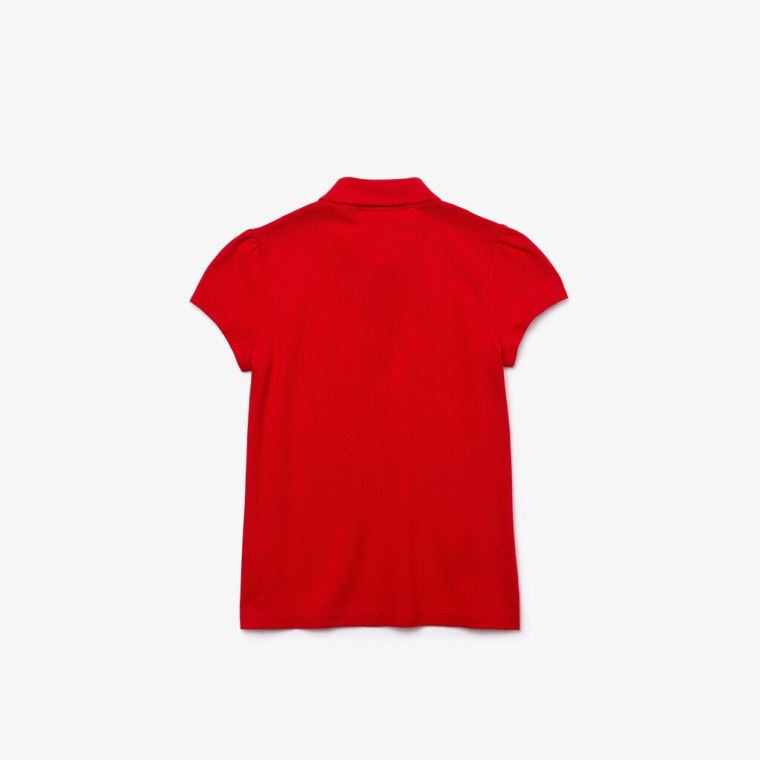 Lacoste Scalloped Collar Mini Piqué Polo Shirt Červené | pTWqnzpl