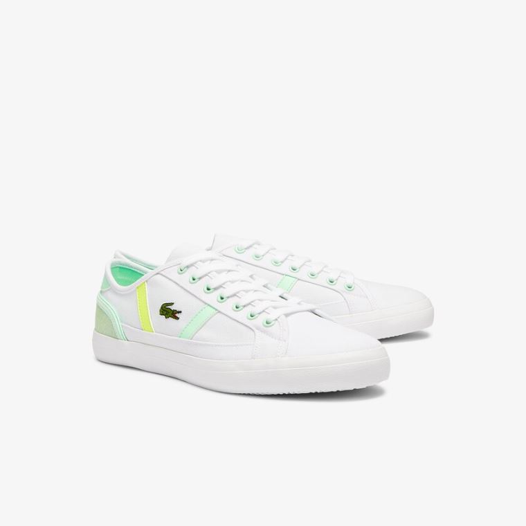 Lacoste Sideline Platene Sneakers Bílé Světle Zelene | XCVT2Byt