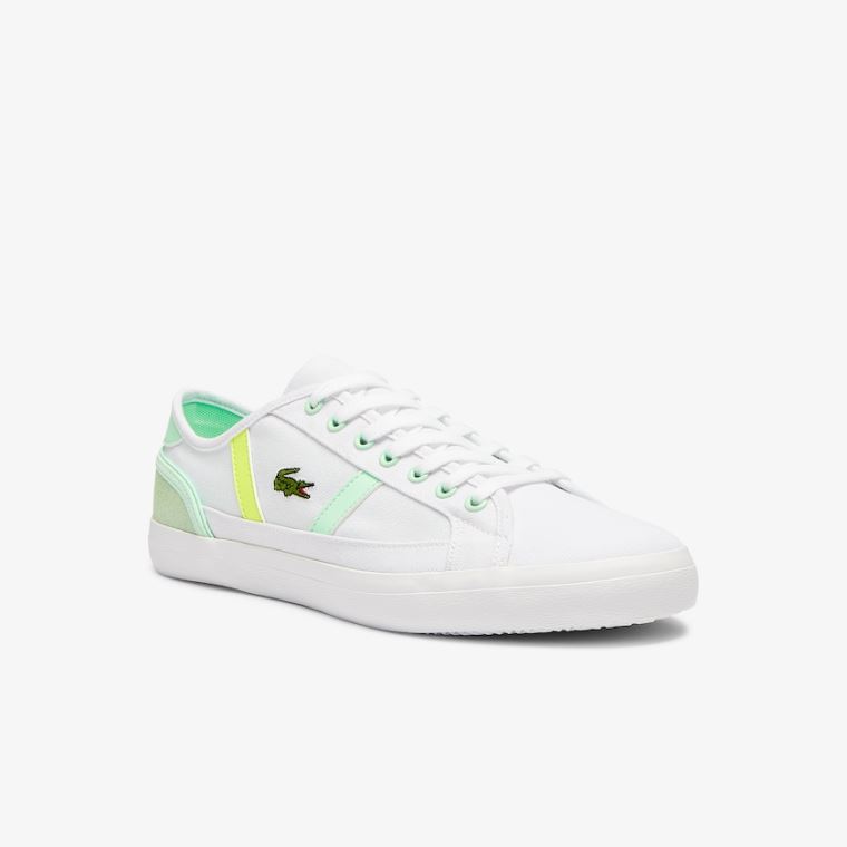 Lacoste Sideline Platene Sneakers Bílé Světle Zelene | XCVT2Byt