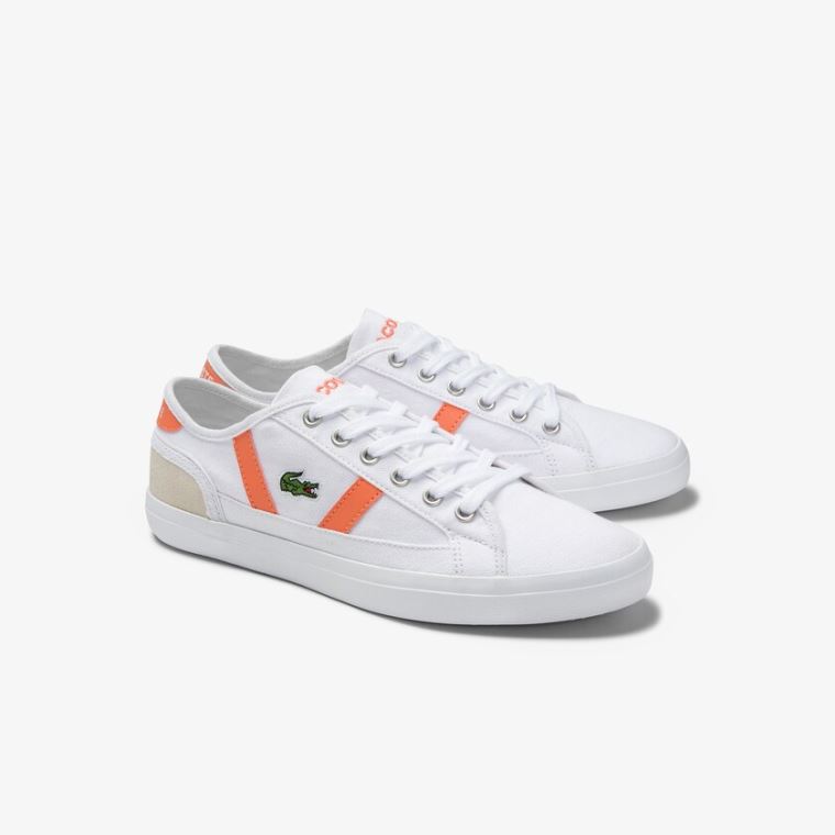 Lacoste Sideline Platene and Semišové Sneakers Bílé Oranžové | ZU8mLv2K