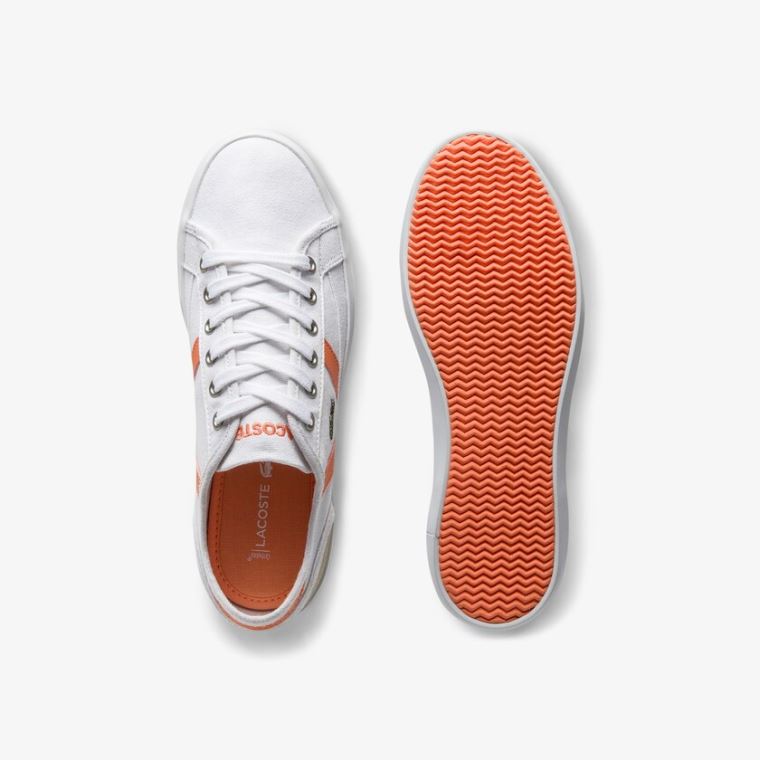 Lacoste Sideline Platene and Semišové Sneakers Bílé Oranžové | ZU8mLv2K