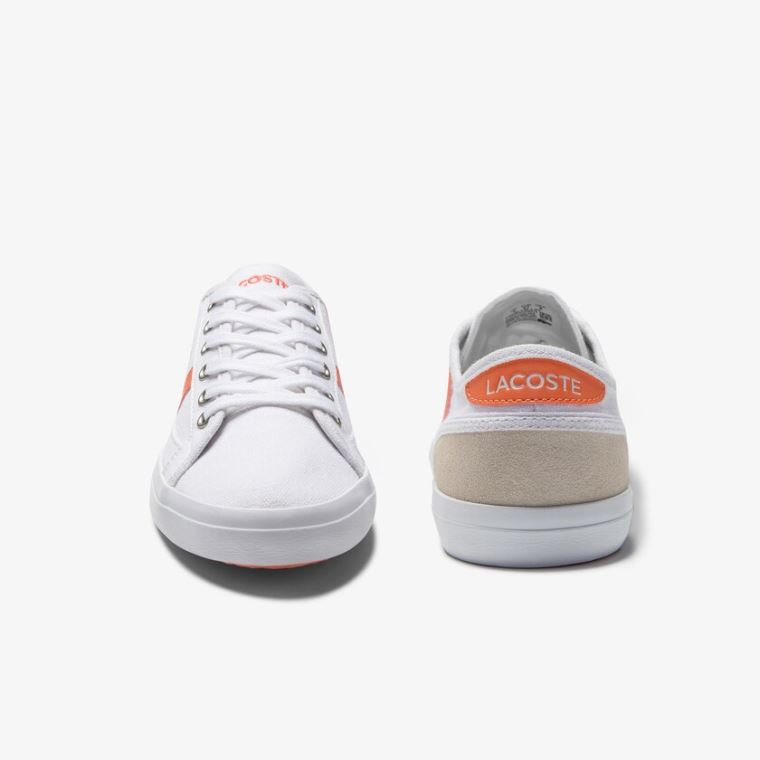 Lacoste Sideline Platene and Semišové Sneakers Bílé Oranžové | ZU8mLv2K