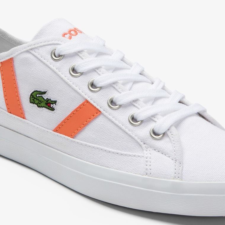 Lacoste Sideline Platene and Semišové Sneakers Bílé Oranžové | ZU8mLv2K