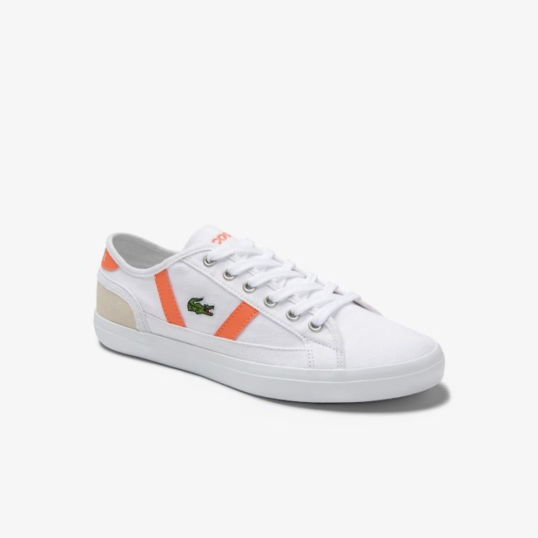 Lacoste Sideline Platene and Semišové Sneakers Bílé Oranžové | ZU8mLv2K