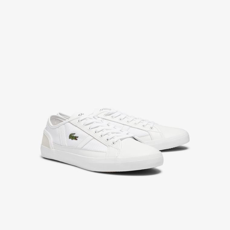 Lacoste Sideline Textilní and Læder Sneakers Bílé | ZE3Z3hbo