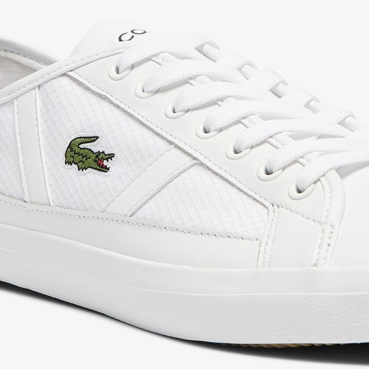 Lacoste Sideline Textilní and Læder Sneakers Bílé | ZE3Z3hbo