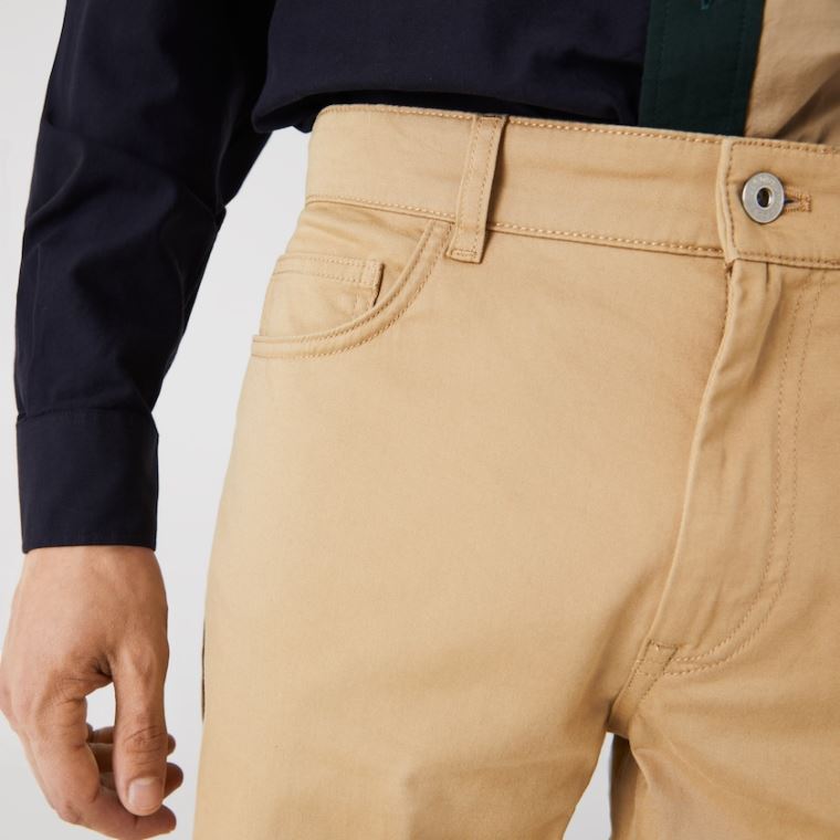 Lacoste Slim Fit 5-Pocket Stretch Bavlněné Pants Béžový | iYA0fJVV