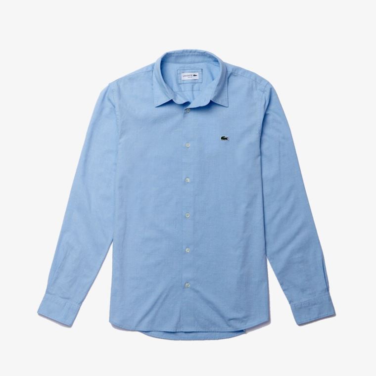 Lacoste Slim Fit Bavlněné Chambray Shirt Blankyt Bílé | 7KSp0SQm