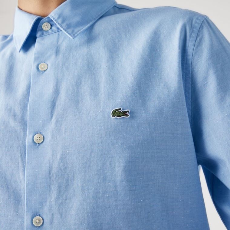 Lacoste Slim Fit Bavlněné Chambray Shirt Blankyt Bílé | 7KSp0SQm