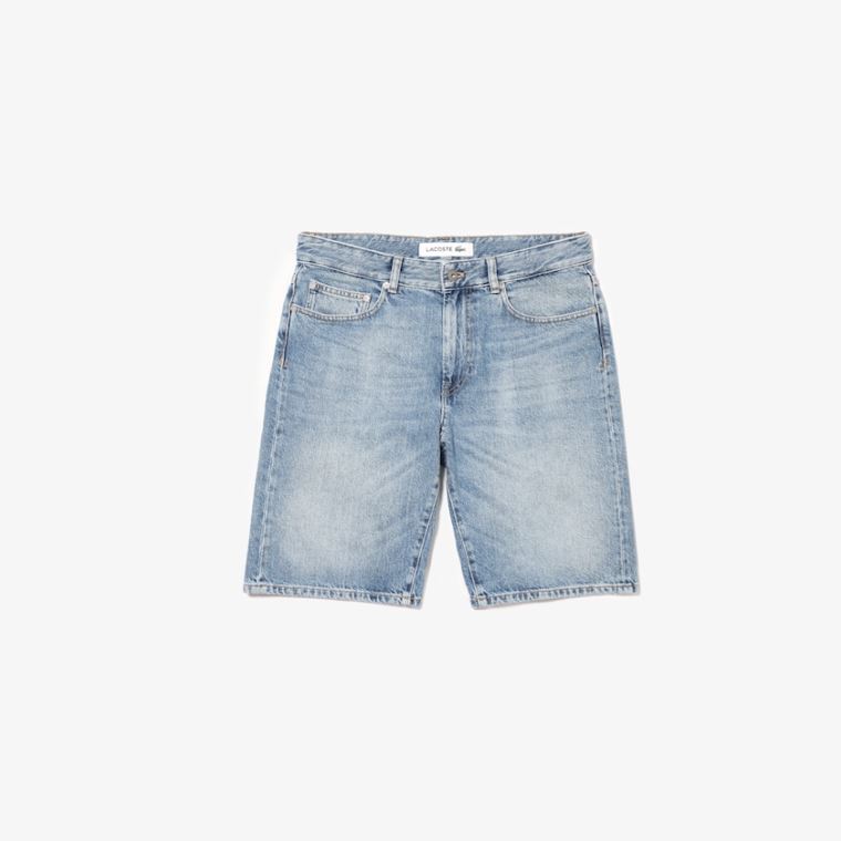 Lacoste Slim Fit Bavlněné Denim Bermuda Shorts Blankyt | JCXfw5al