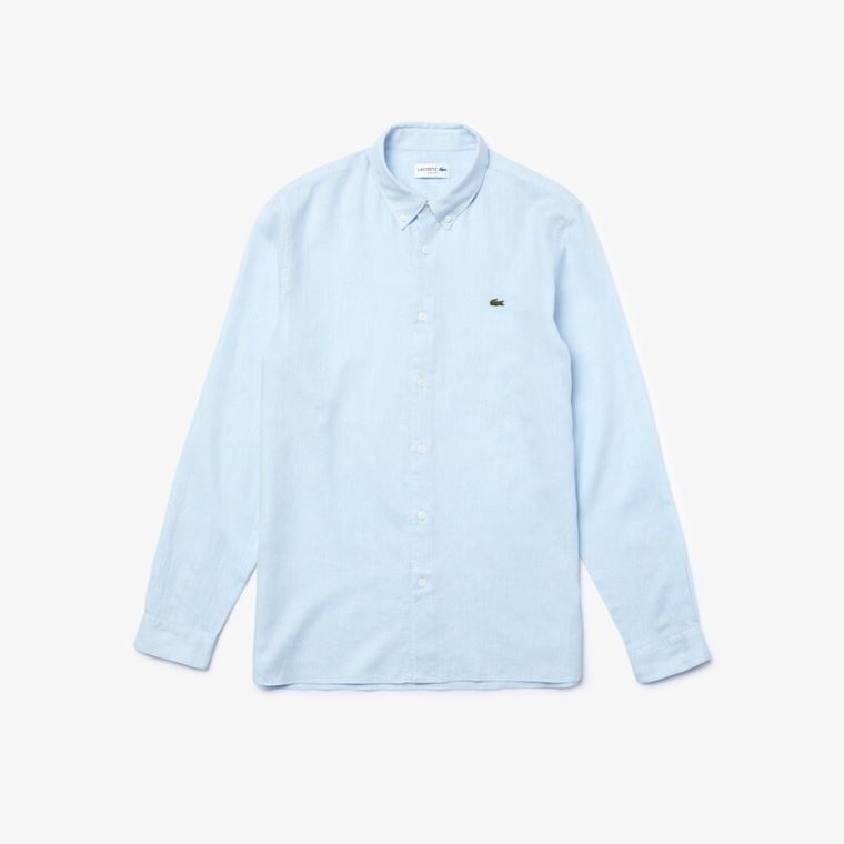 Lacoste Slim Fit Chevron Linen And Bavlněné Shirt Blankyt Bílé | EvQEkOvC