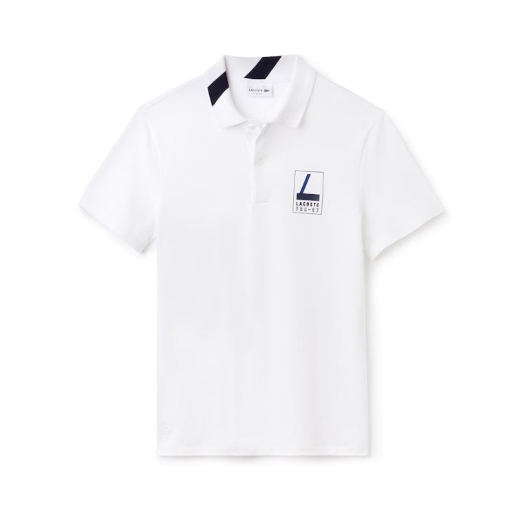 Lacoste Slim Fit Lettering Stretch Mini Piqué Polo Bílé Tmavě Blankyt Blankyt | 3cNA35MP