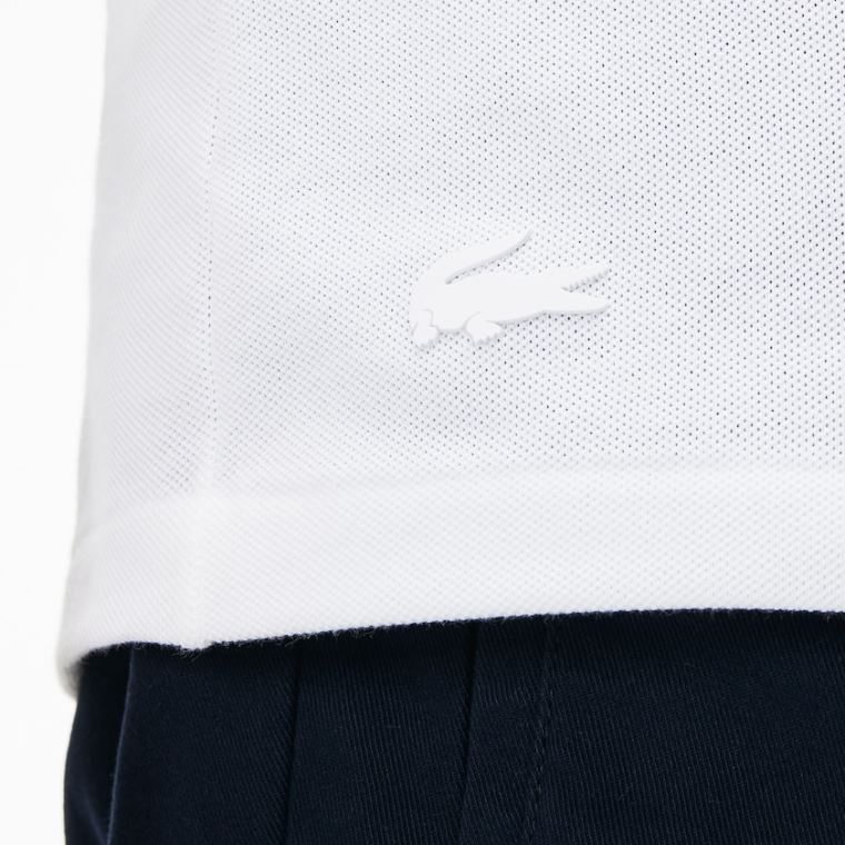 Lacoste Slim Fit Lettering Stretch Mini Piqué Polo Bílé Tmavě Blankyt Blankyt | 3cNA35MP