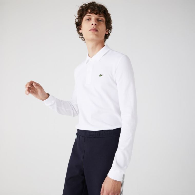 Lacoste Slim Fit Petit Piqué Polo Bílé | TVyQvHtP