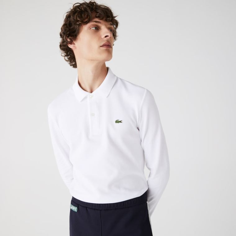 Lacoste Slim Fit Petit Piqué Polo Bílé | TVyQvHtP