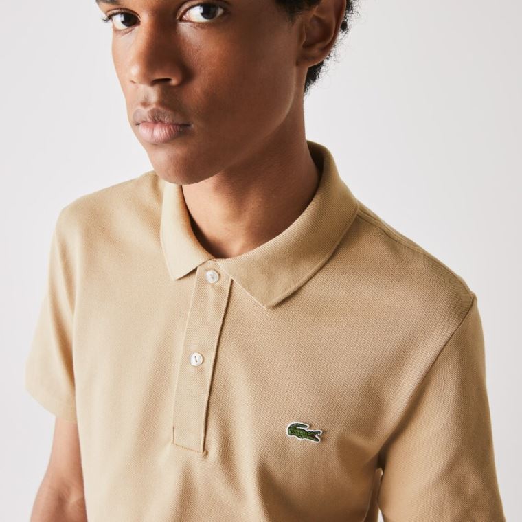 Lacoste Slim Fit Polo in Petit Piqué Béžový | kpHNy9Ya