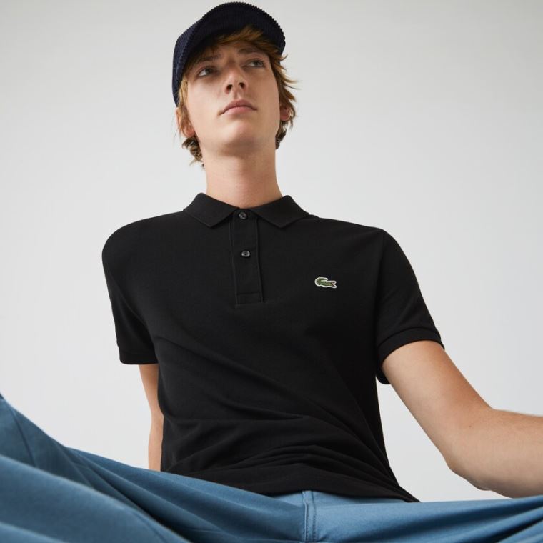 Lacoste Slim Fit Polo in Petit Piqué Černé | vAcSIQRC