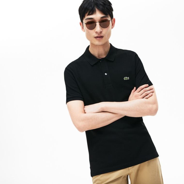 Lacoste Slim Fit Polo in Petit Piqué Černé | vAcSIQRC