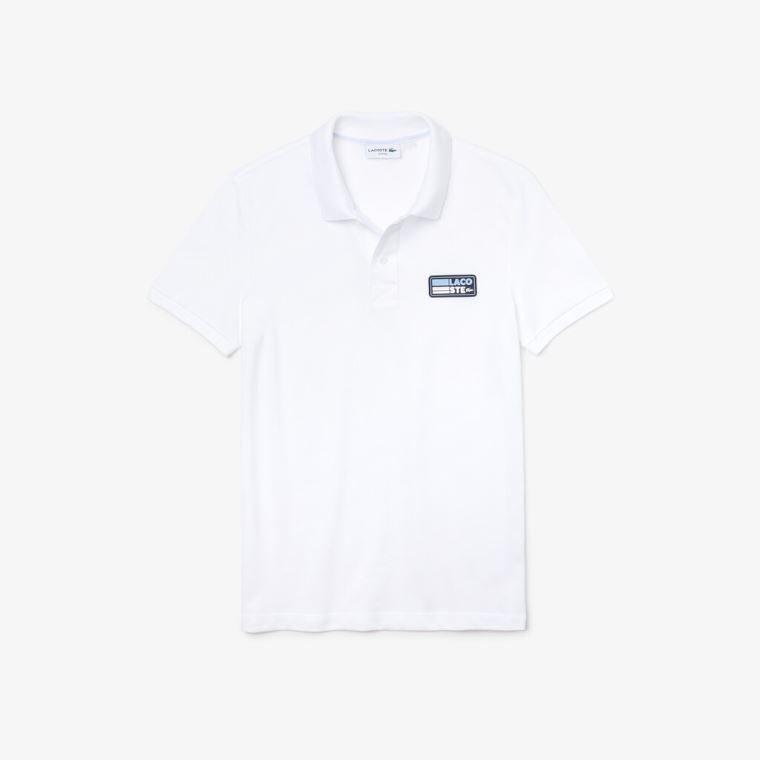 Lacoste Slim Fit Solid Bavlněné Piqué Polo With Badge Bílé | axMktsRc