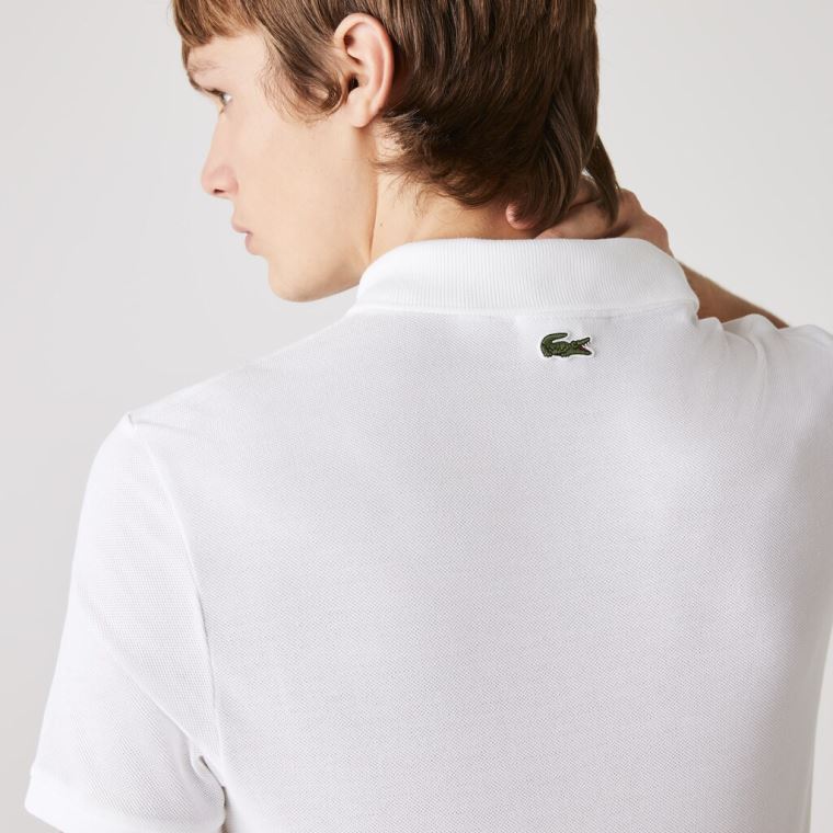 Lacoste Slim Fit Solid Bavlněné Piqué Polo With Badge Bílé | axMktsRc