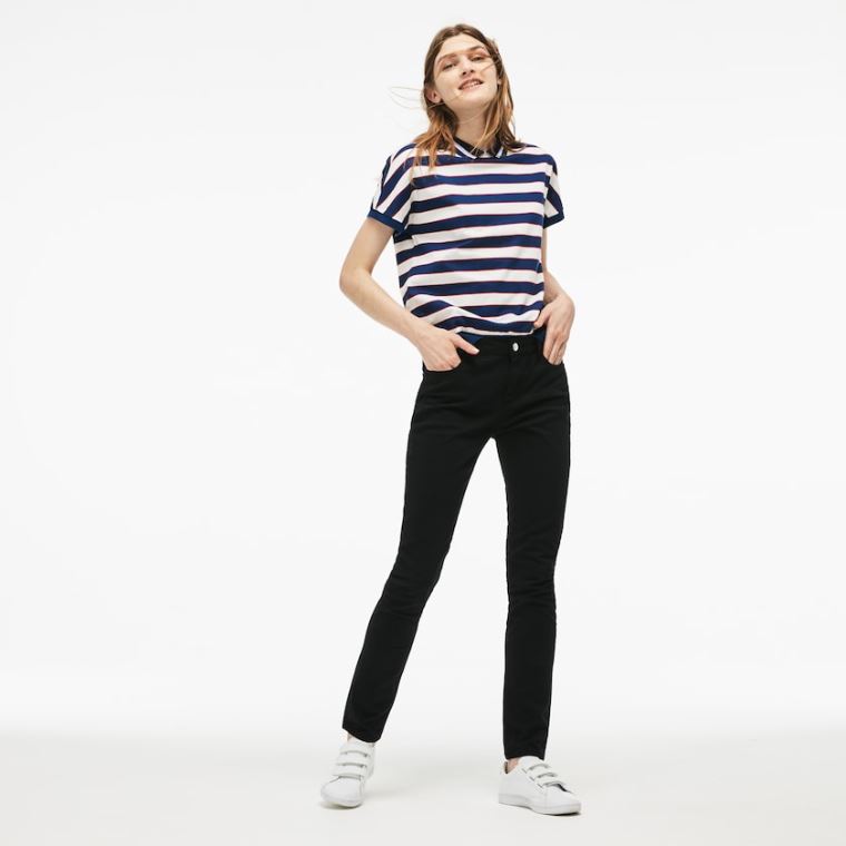 Lacoste Slim Fit Stretch Bavlněné Denim Jeans Černé | hBcx9IBN