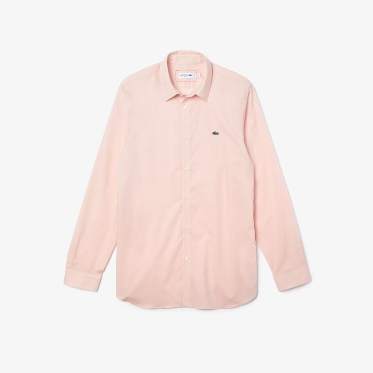 Lacoste Slim Fit Stretch Bavlněné Poplin Shirt Světle Růžové | sNB1qdRj