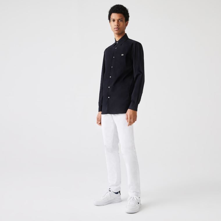 Lacoste Slim Fit Stretch Bavlněné Poplin Shirt Tmavě Blankyt Blankyt | yI1GIHDG