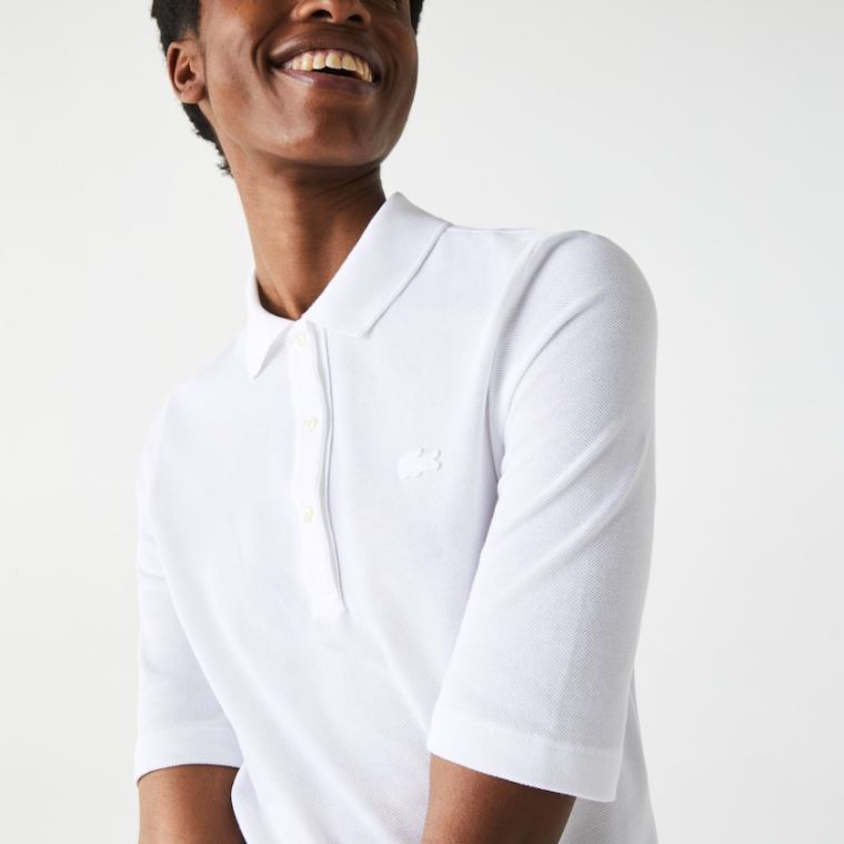 Lacoste Slim Fit Supple Bavlněné Polo Bílé | 536oCGc9