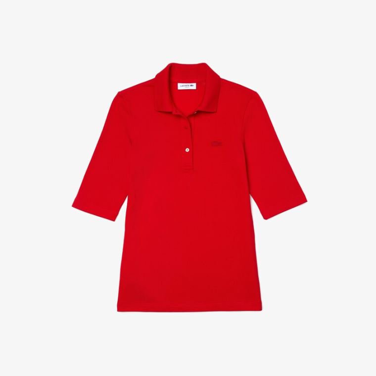 Lacoste Slim Fit Supple Bavlněné Polo Červené | V6pKSUaM