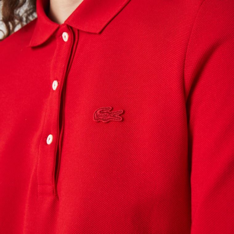 Lacoste Slim Fit Supple Bavlněné Polo Červené | V6pKSUaM