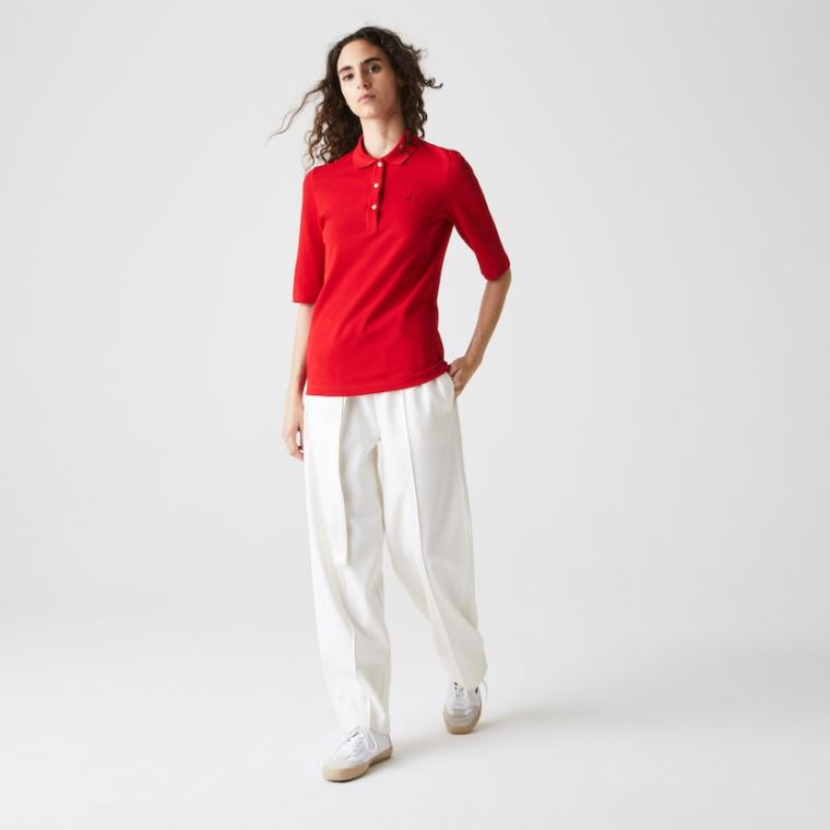 Lacoste Slim Fit Supple Bavlněné Polo Červené | V6pKSUaM