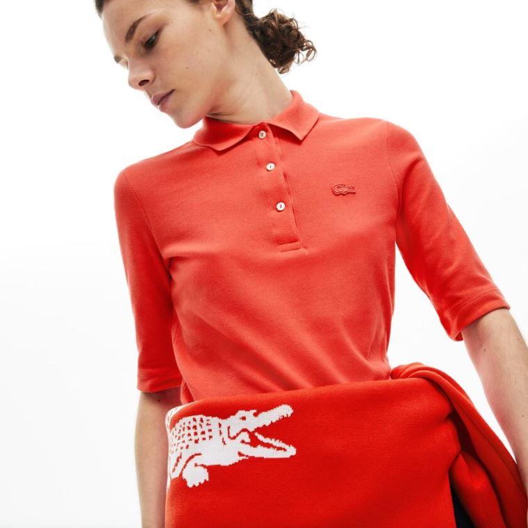 Lacoste Slim Fit Supple Bavlněné Polo Červené | fY4iSwPf