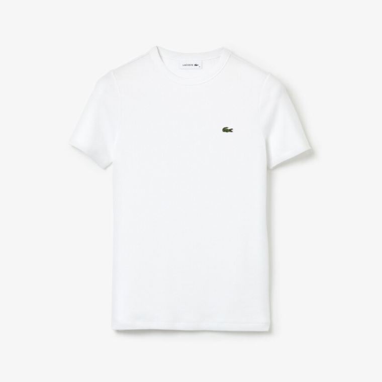 Lacoste Soft Bavlněné Crew Neck T-shirt Bílé | rsZefm5i