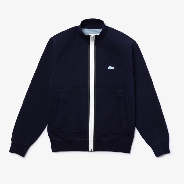 Lacoste Stand-Up Collar Reversible Zippered Jacket Tmavě Blankyt Blankyt Blankyt | RTfDP9EF