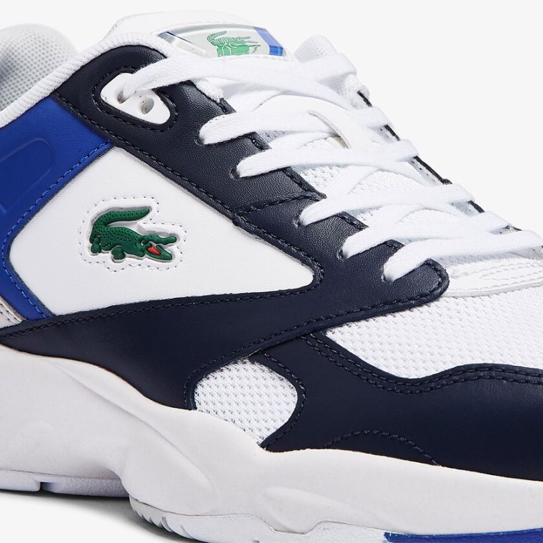 Lacoste Storm 96 Lo Mesh Colour-Pop Sneakers Bílé Tmavě Blankyt | CKmktuEm