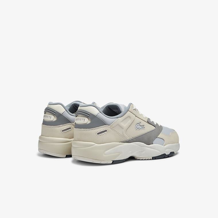 Lacoste Storm 96 Lo Nubuck Læder Sneakers Béžový Šedé | I9Bz6awv