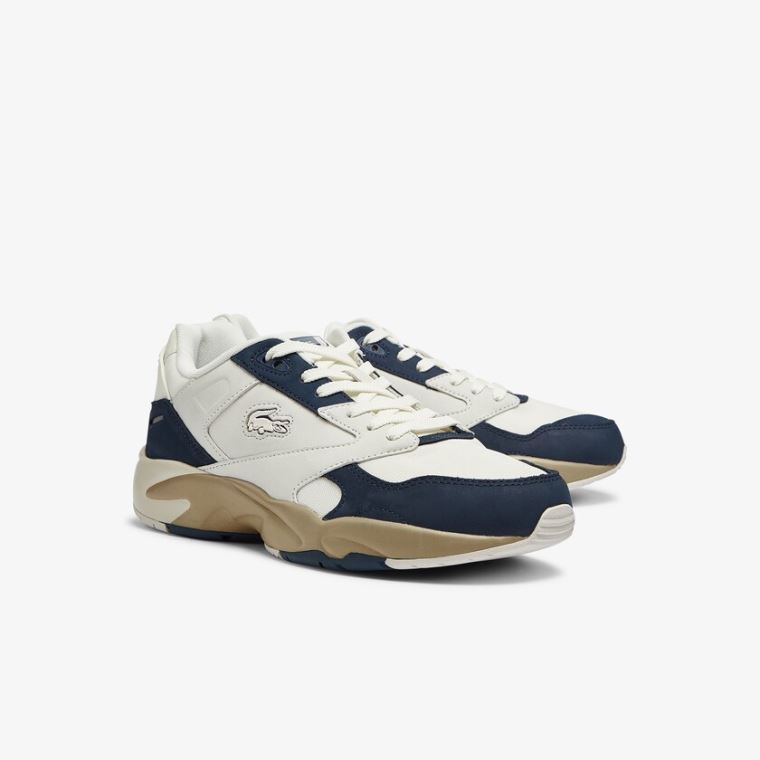 Lacoste Storm 96 Lo Nubuck Læder Sneakers Bílé Tmavě Blankyt | anBUkKlZ