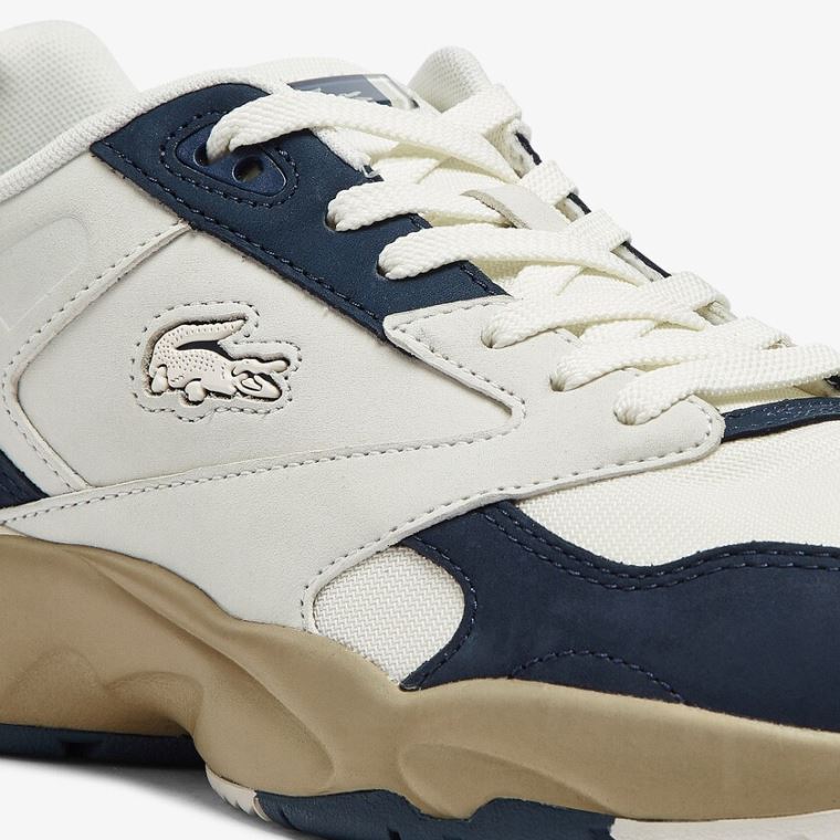 Lacoste Storm 96 Lo Nubuck Læder Sneakers Bílé Tmavě Blankyt | anBUkKlZ