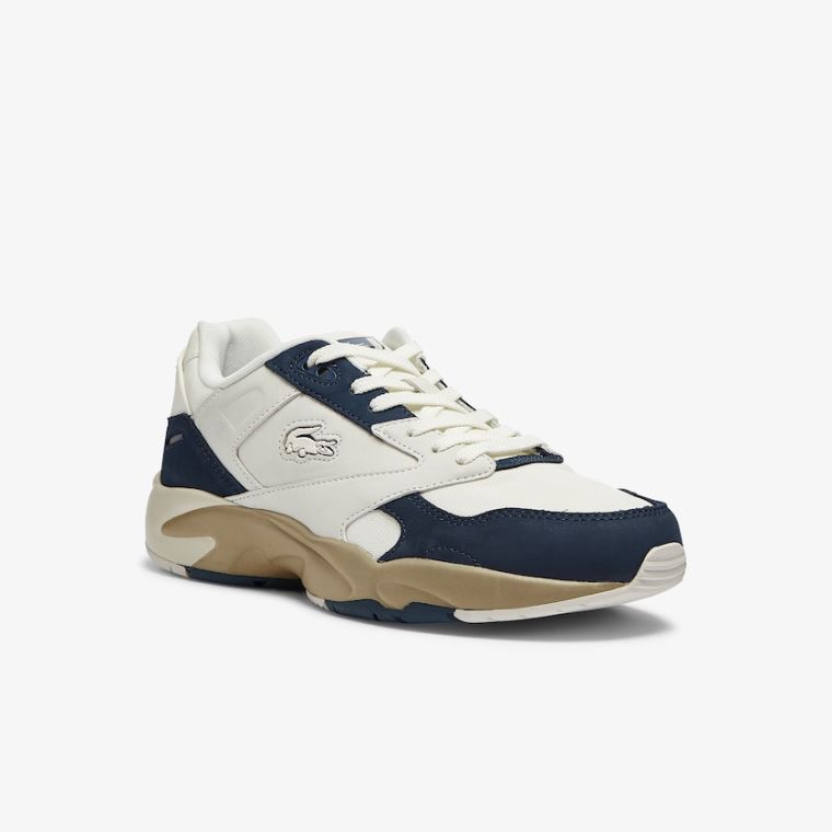 Lacoste Storm 96 Lo Nubuck Læder Sneakers Bílé Tmavě Blankyt | anBUkKlZ