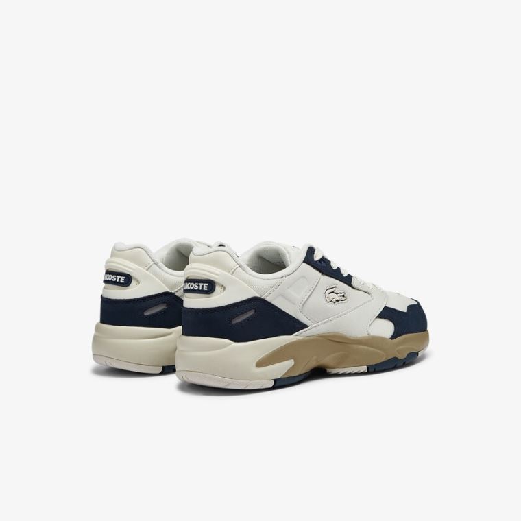 Lacoste Storm 96 Lo Nubuck Læder Sneakers Bílé Tmavě Blankyt | j7PUK1kR