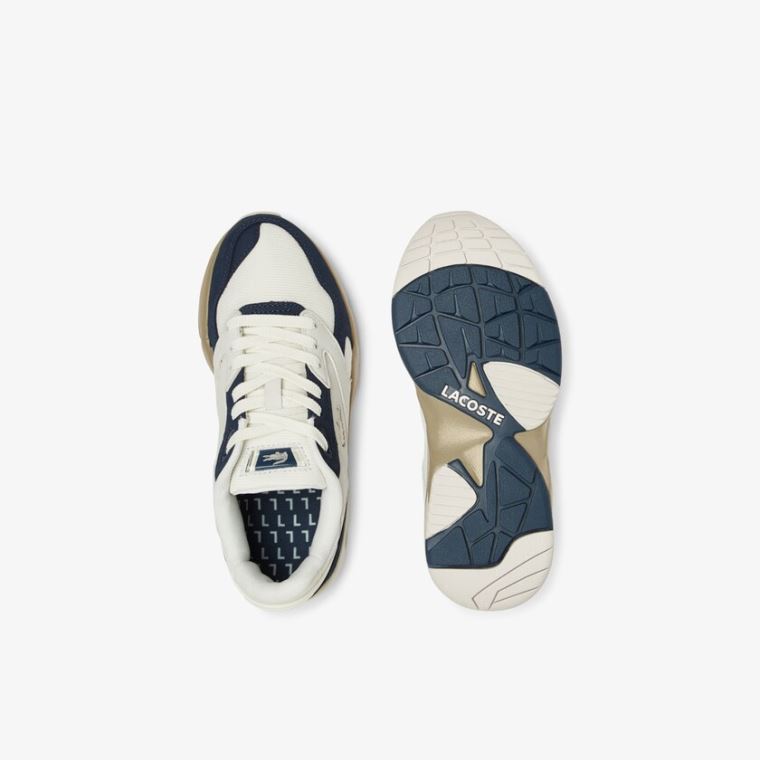 Lacoste Storm 96 Lo Nubuck Læder Sneakers Bílé Tmavě Blankyt | j7PUK1kR