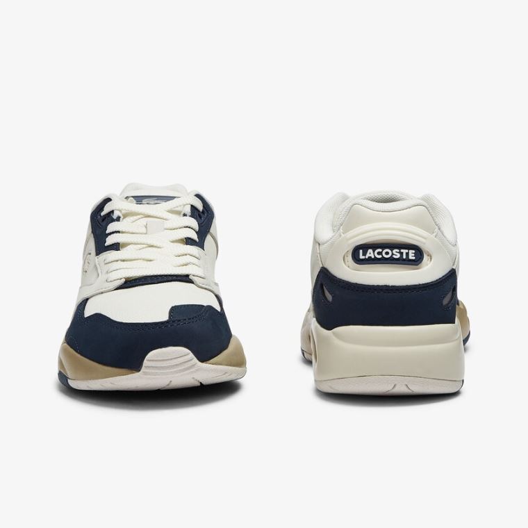 Lacoste Storm 96 Lo Nubuck Læder Sneakers Bílé Tmavě Blankyt | j7PUK1kR